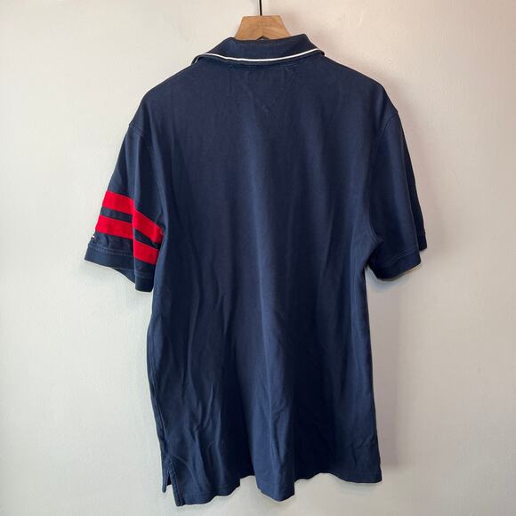 Tommy Hilfiger Men's Custom Fit Cotton Polo Shirt Navy Red White Size X-Large - Picture 5 of 5